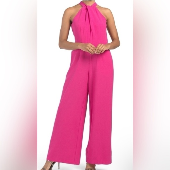 JULIA JORDAN Halter Neck Wide Leg Jumpsuit in fuchsia Plus Size 18W NWT - Picture 1 of 7